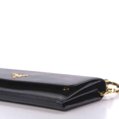 Prada Saffiano Metal Oro Chain Wallet Black 7 of 10