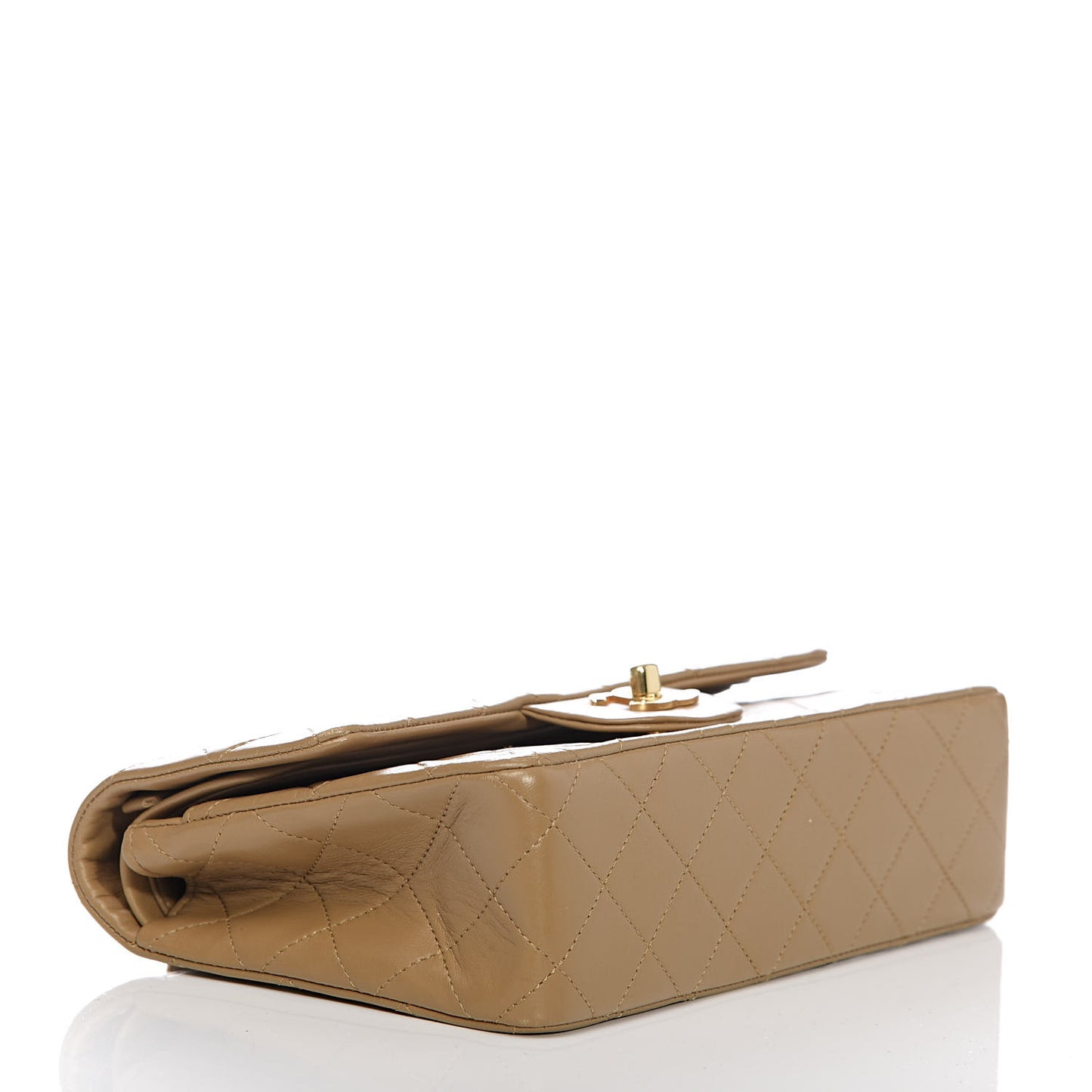 Lambskin Quilted Small Double Flap Beige