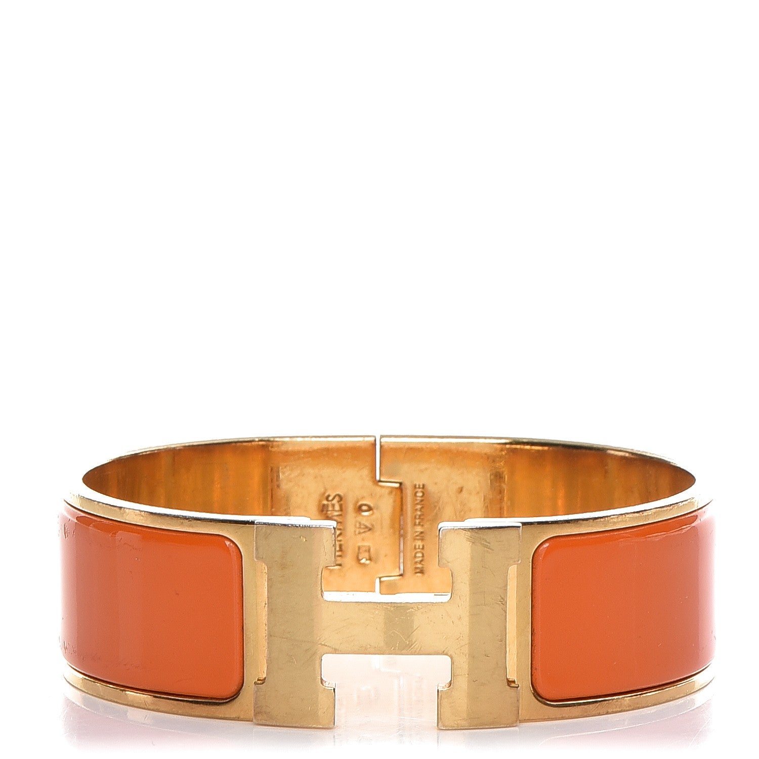 Hermes Enamel Wide Clic Clac H Bracelet PM Orange 1 of 4