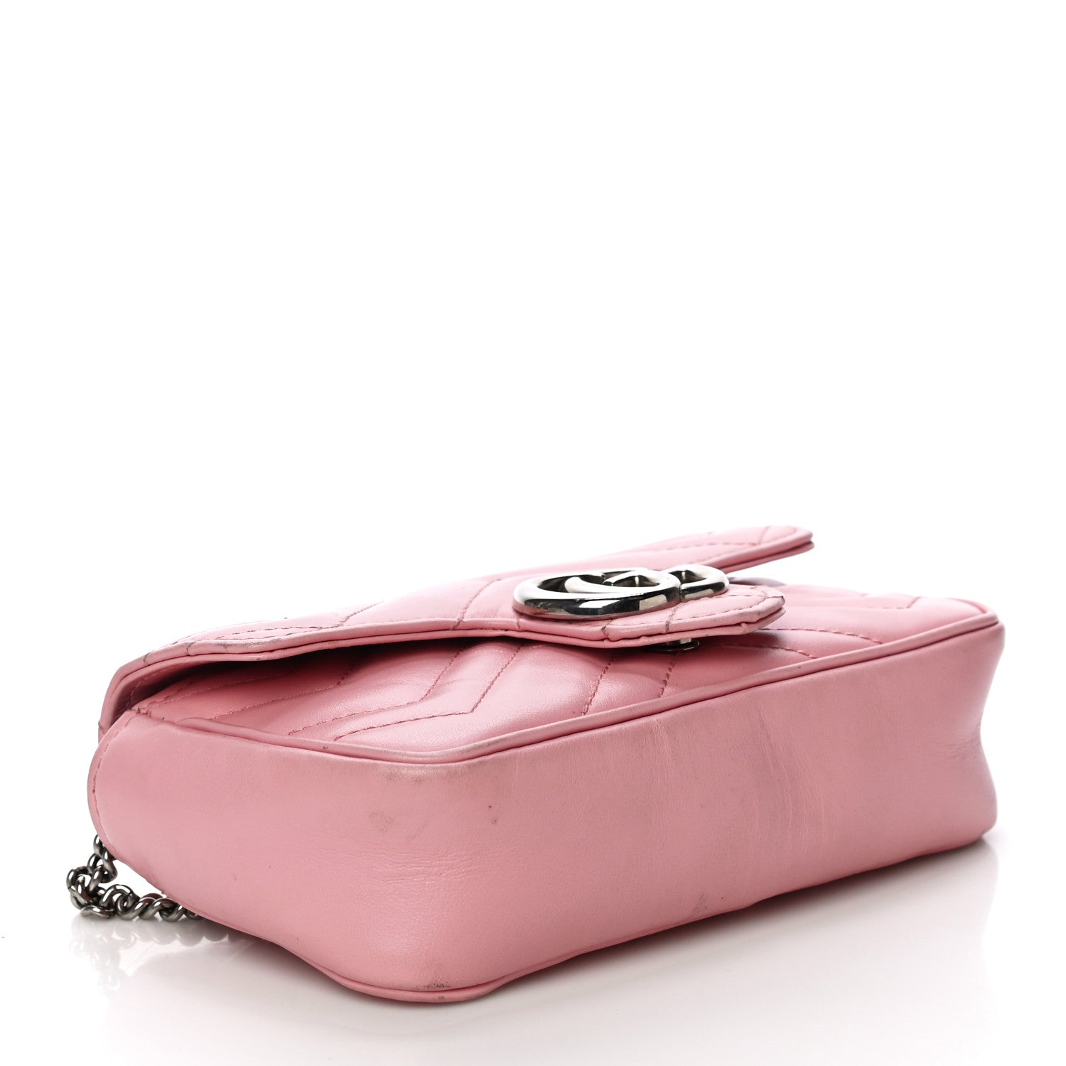 Gucci Calfskin Matelasse Super Mini GG Marmont Shoulder Bag Wild Rose 4 of 17