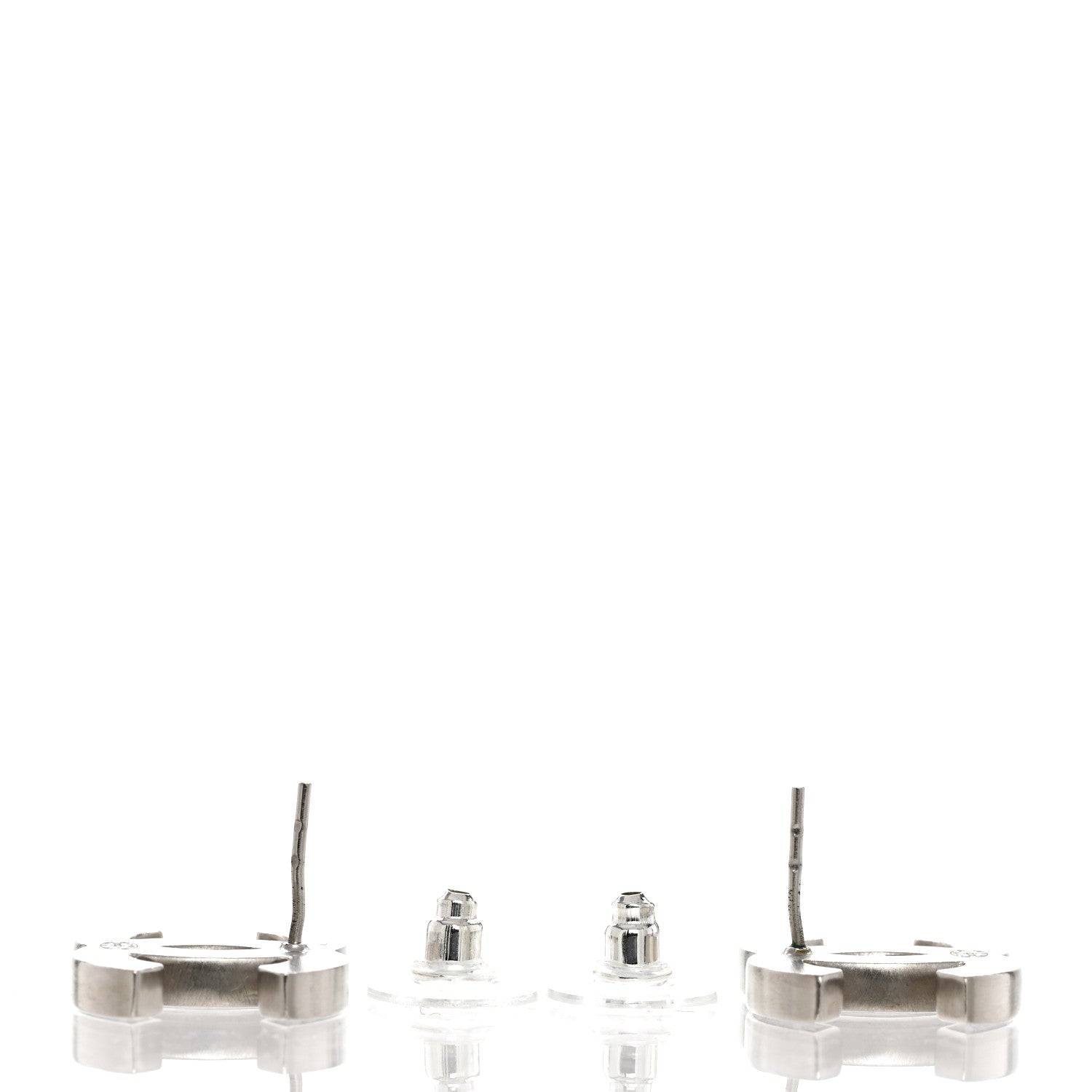 Chanel Lambskin CC Earrings Black Silver 3 of 4
