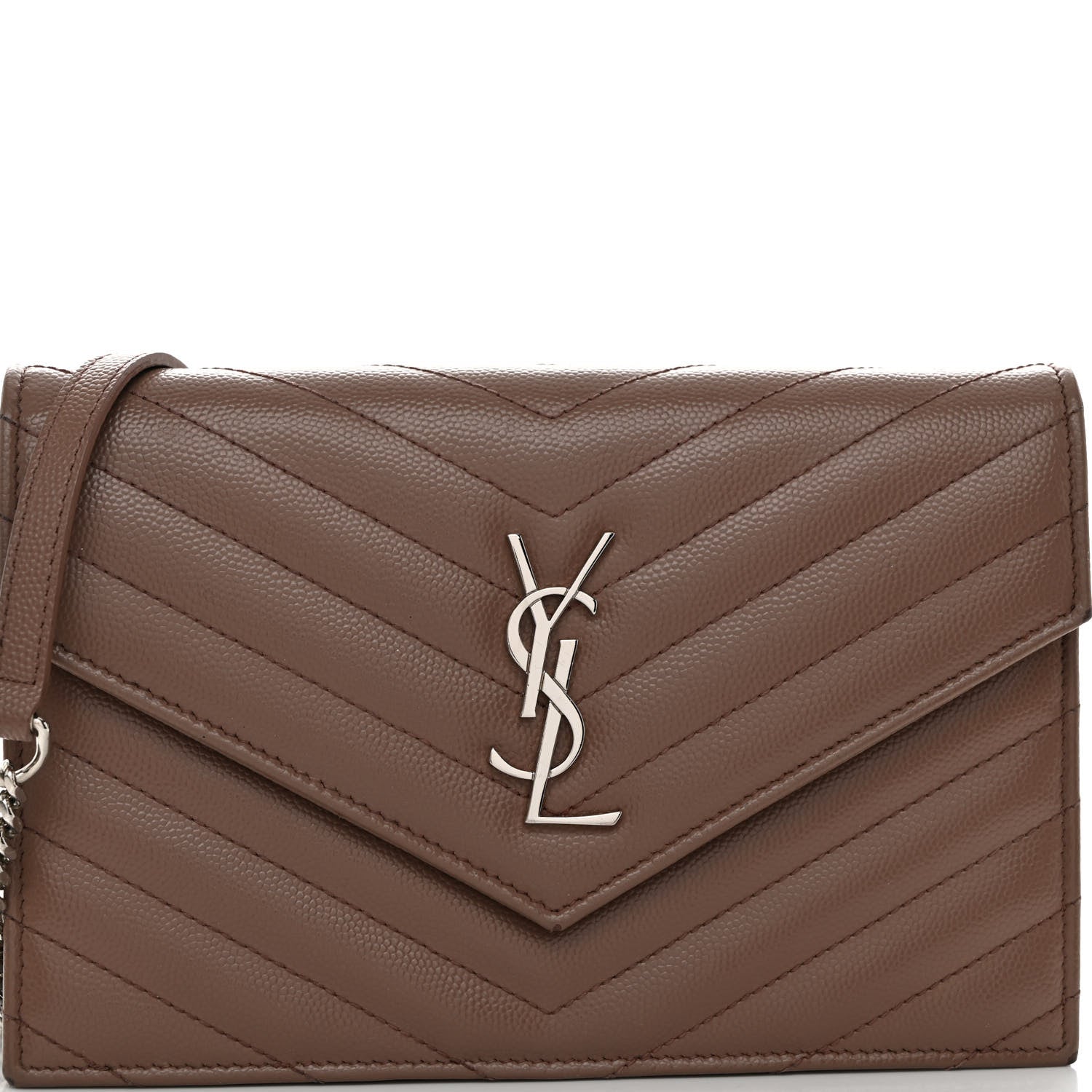 Saint Laurent Grain De Poudre Matelasse Chevron Monogram Envelope Chain Wallet Fard 9 of 11