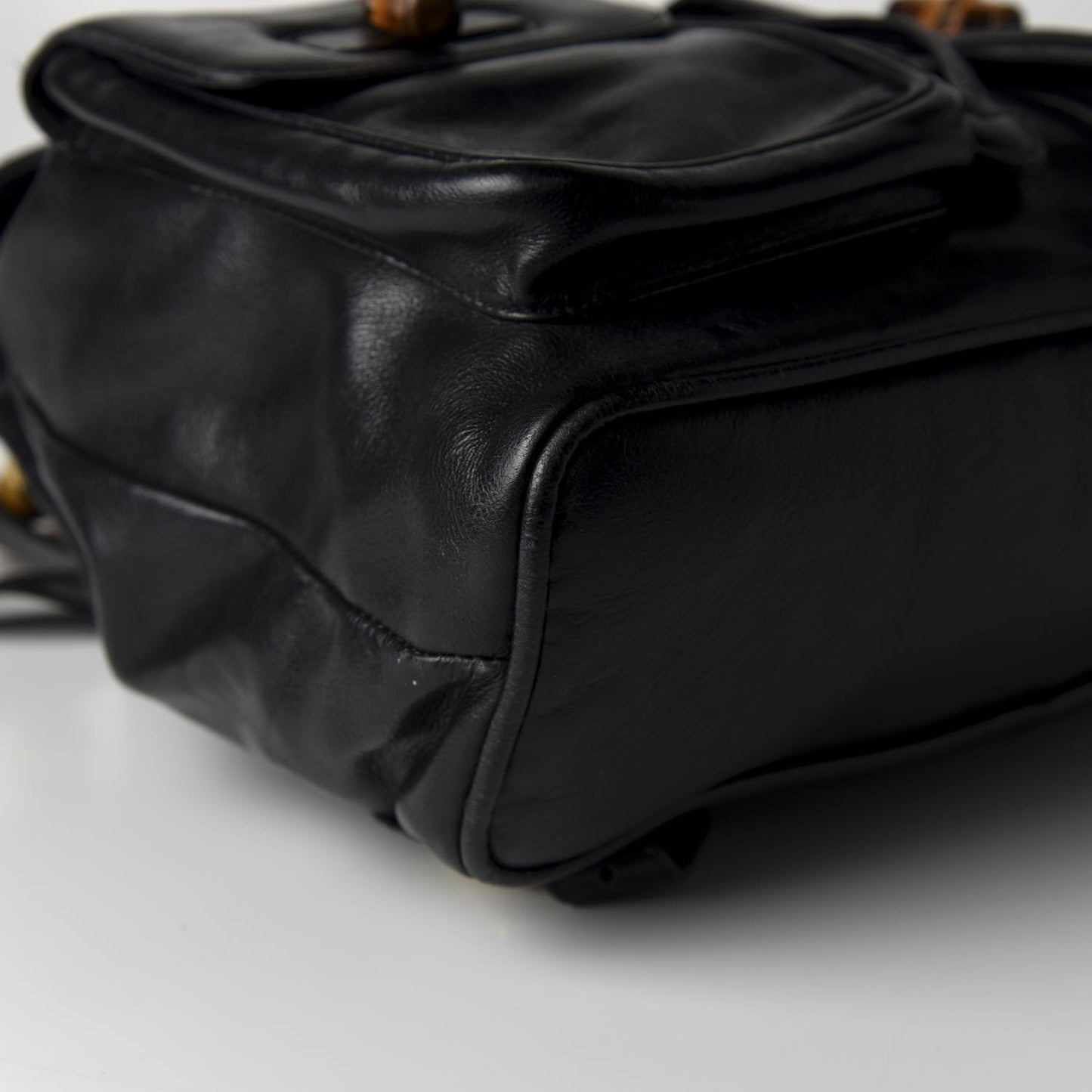 Calfskin Bamboo Backpack Black
