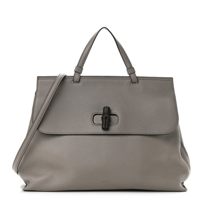 Gucci Cellarius Calfskin Large Bamboo Daily Top Handle Bag Storm Grey 1 of 10