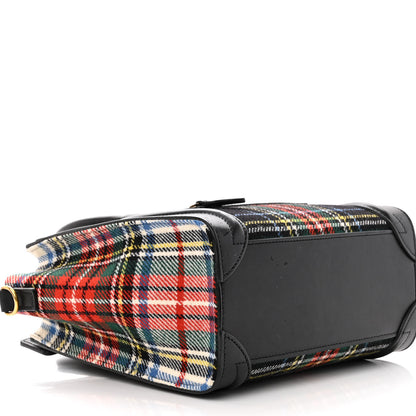 Celine Tartan Calfskin Nano Luggage Red Black 9 of 15