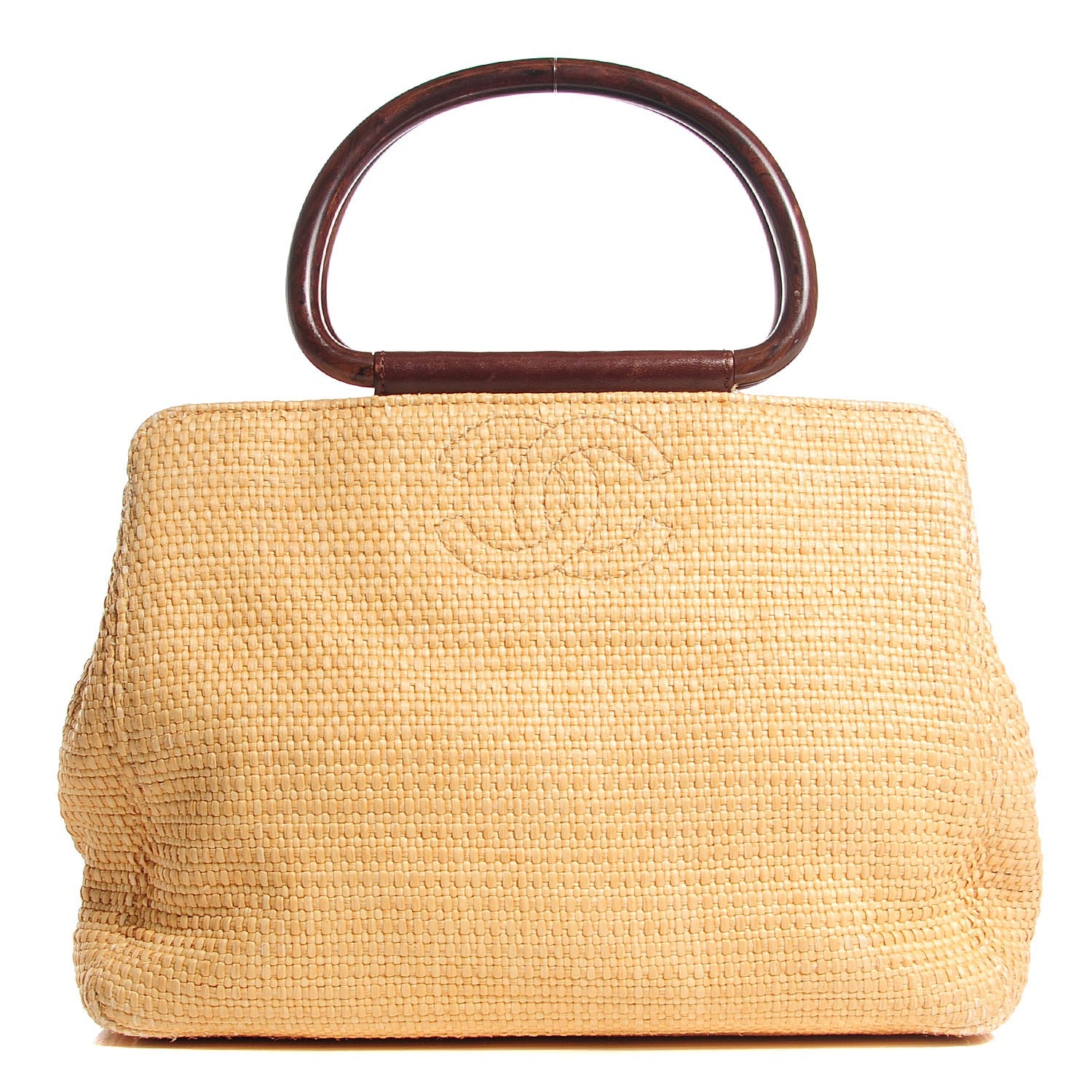 Chanel Woven Straw Raffia Wooden Handles Bag 1 of 7