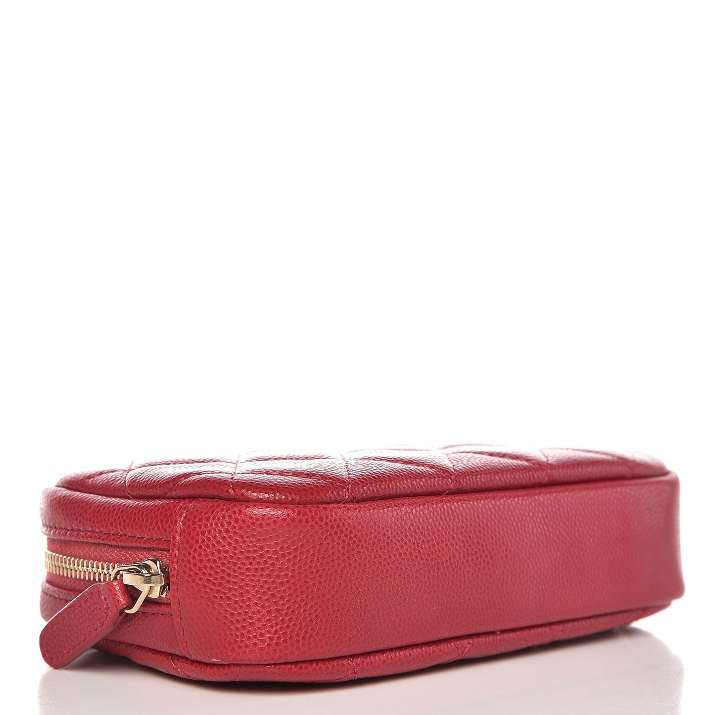 Caviar Quilted Small Curvy Pouch Cosmetic Case Dark Pink