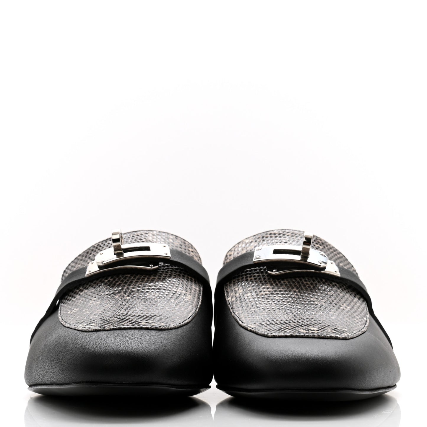 Lizard Calfskin Oz Mules 39 Ombre Black
