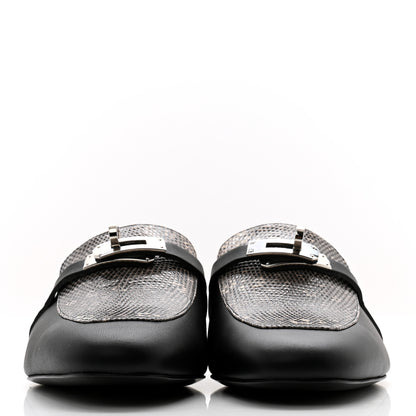 Hermes Lizard Calfskin Oz Mules 39 Ombre Black 2 of 9