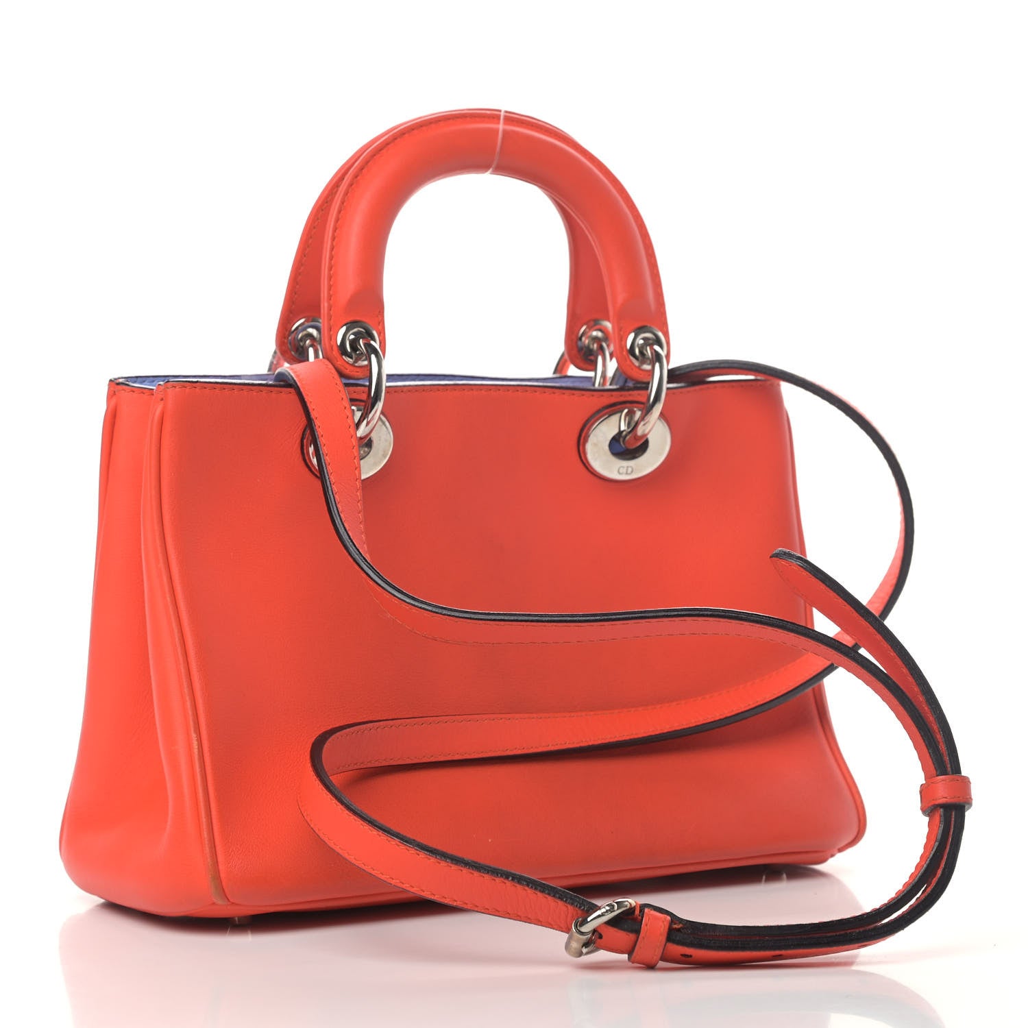 Christian Dior Smooth Calfskin Mini Diorissimo Tote Orange Light Blue 2 of 8