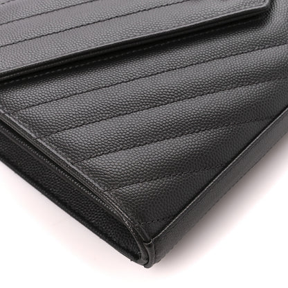 Saint Laurent Grain De Poudre Matelasse Chevron Monogram Chain Wallet Earth 9 of 10