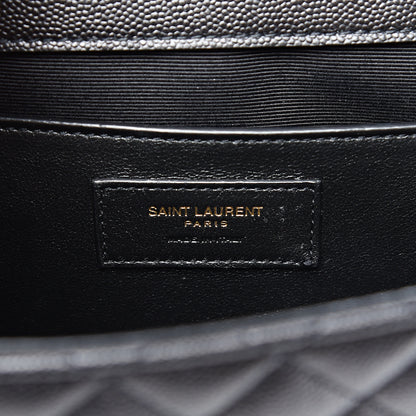 Saint Laurent Grain De Poudre Textured Mixed Matelasse Triquilt Medium Monogram Satchel Black 6 of 10