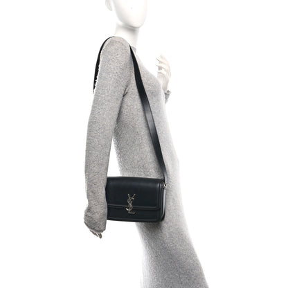 Saint Laurent Box Calfskin Monogram Medium Solferino Satchel Black 2 of 10