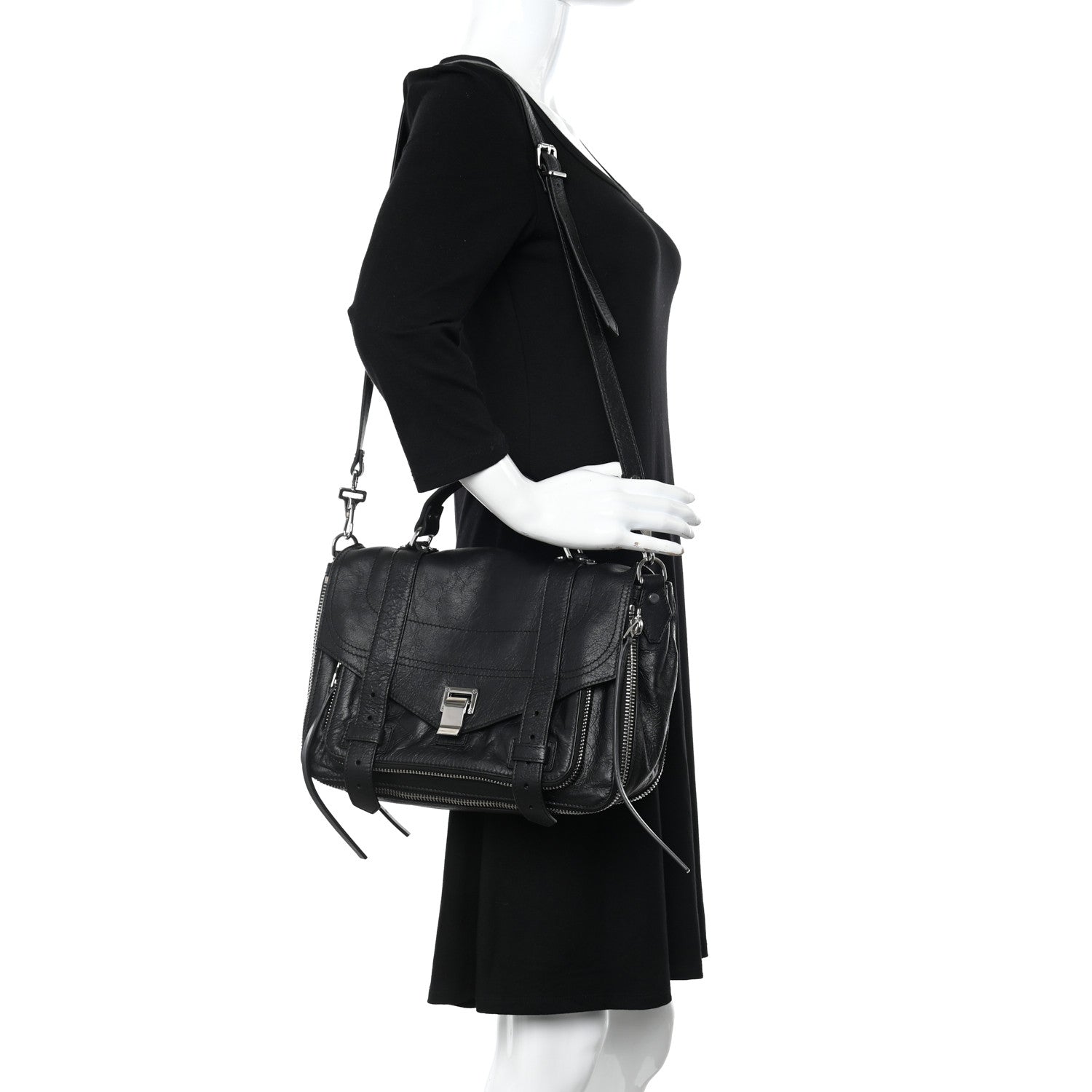 Proenza Schouler Lambskin Medium PS1 Plus Zip Satchel Black 2 of 10