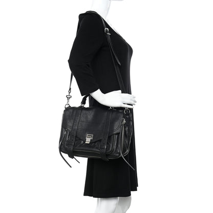 Proenza Schouler Lambskin Medium PS1 Plus Zip Satchel Black 2 of 10