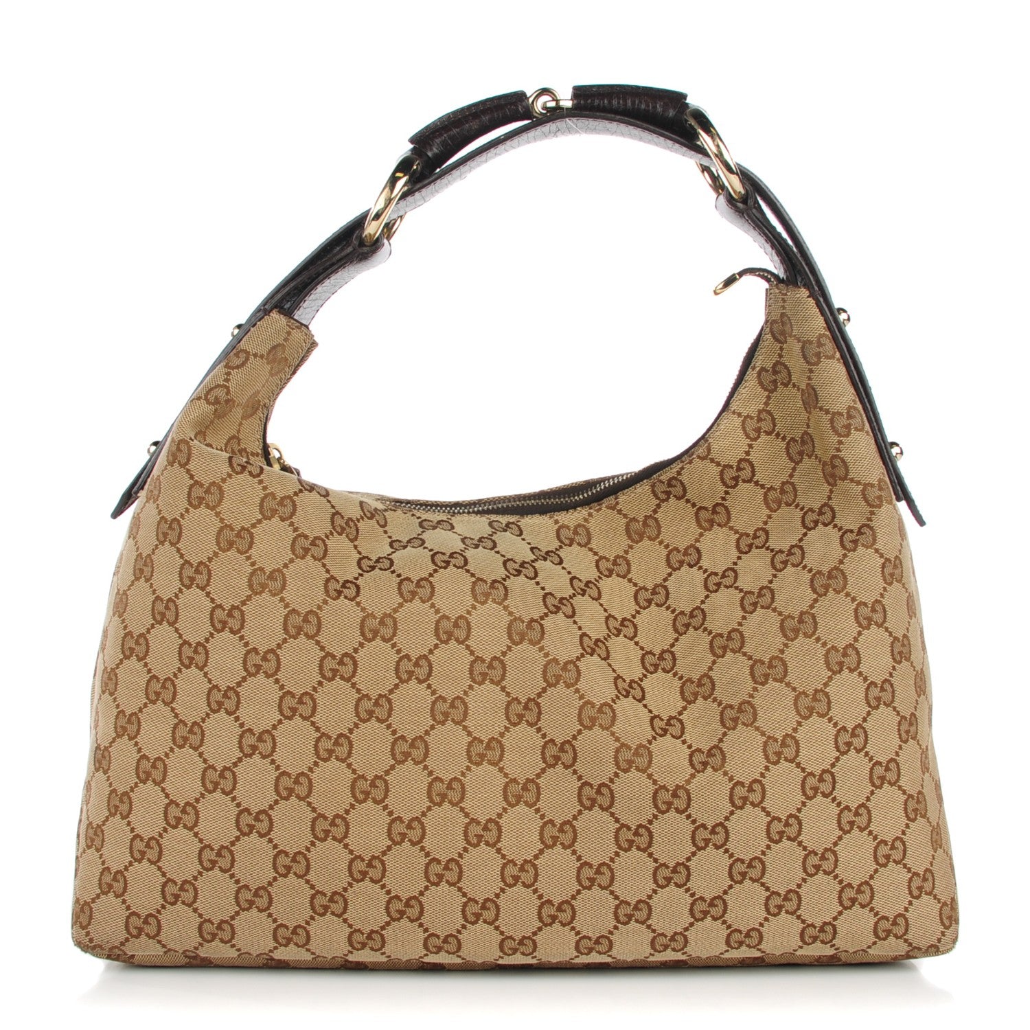 Gucci Monogram Medium Horsebit Chain Hobo Dark Brown 1 of 7
