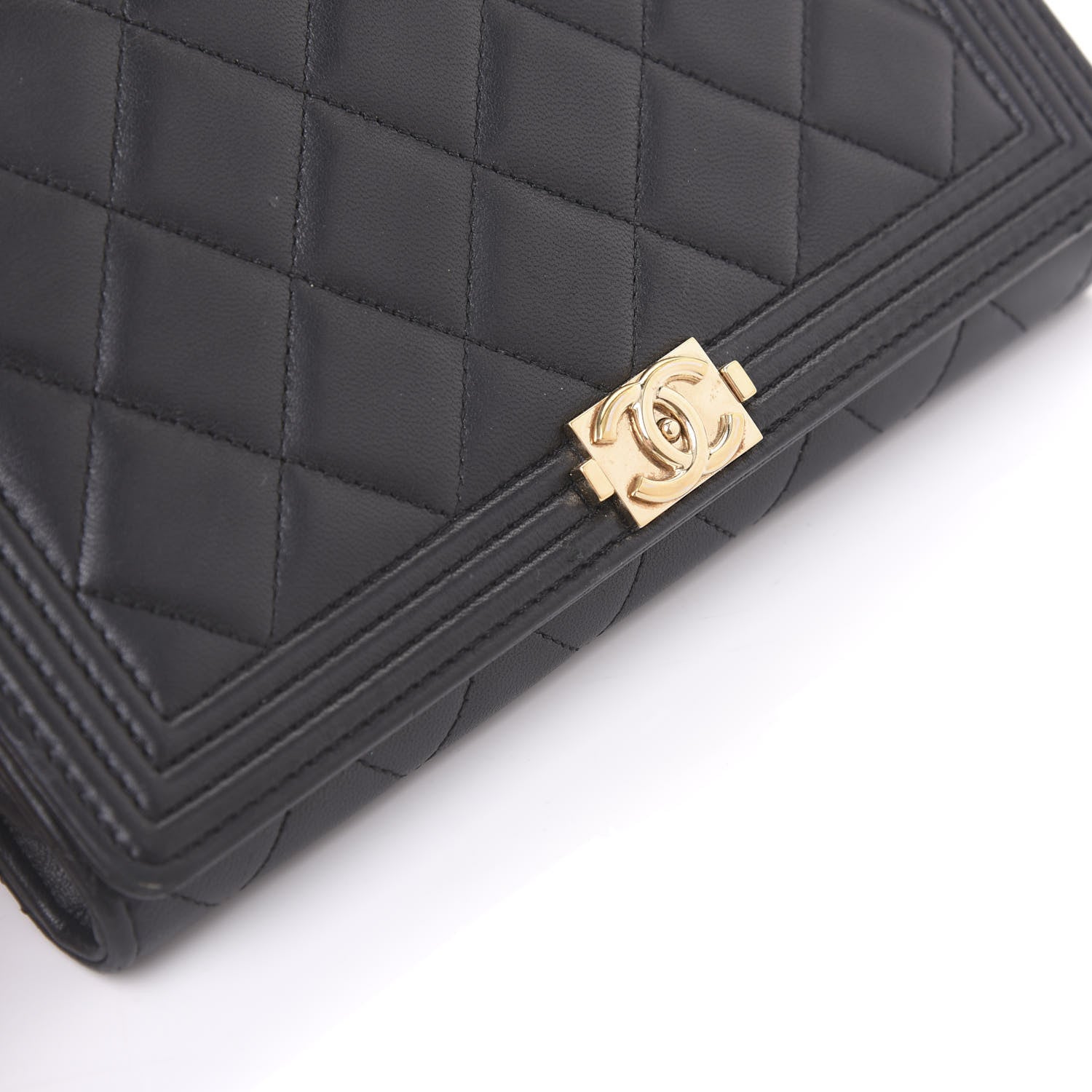 Chanel Lambskin Quilted Boy Wallet On Chain WOC Black 13 of 13