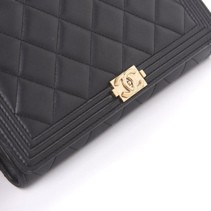 Chanel Lambskin Quilted Boy Wallet On Chain WOC Black 13 of 13