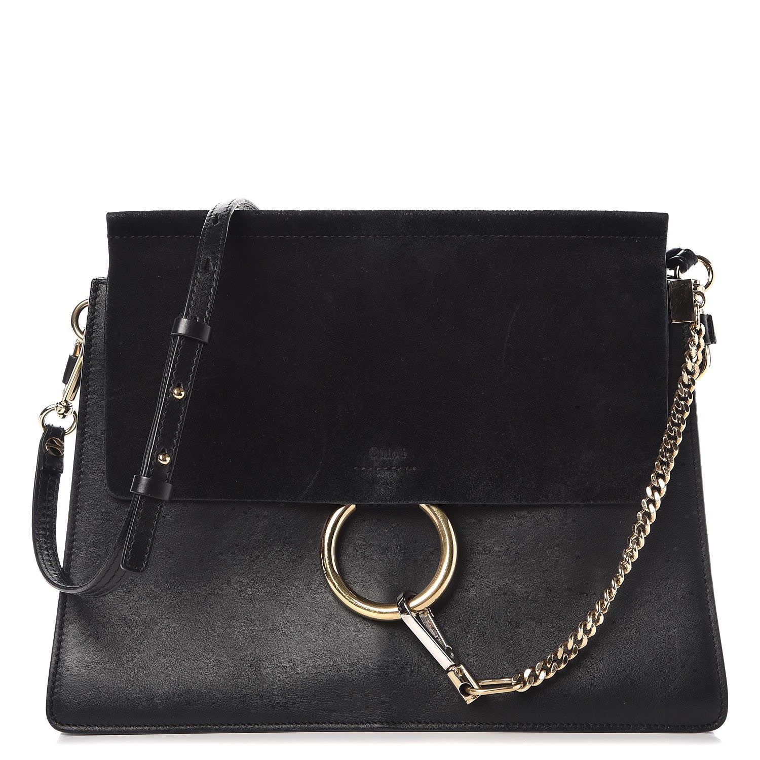 Chloe Suede Calfskin Medium Faye Shoulder Bag Black 1 of 14
