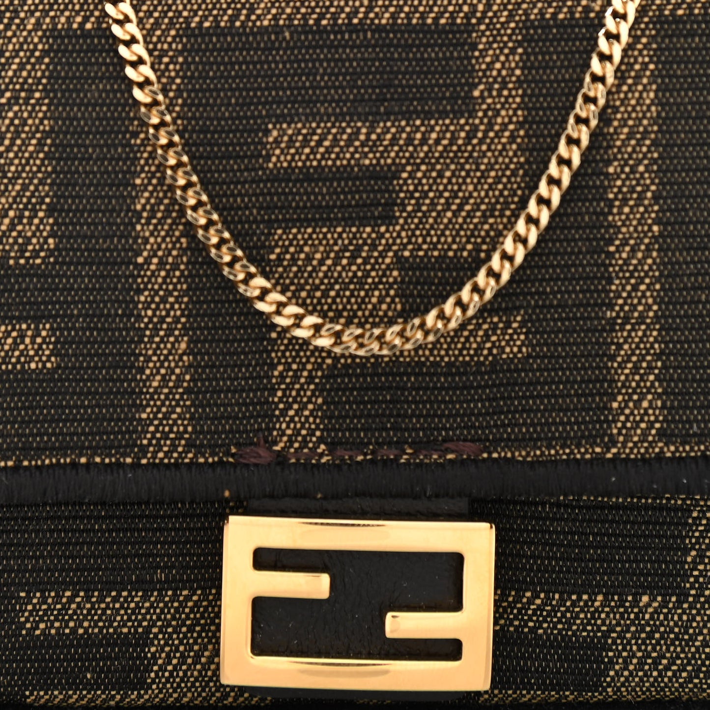 Fabric Jacquard FF 1974 Nano Baguette Charm Tobacco Moro Black