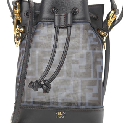 Fendi Mesh Vitello Grace F is Fendi FF 1974 Mini Mon Tresor Bucket Bag Azzurro Black Ebano 8 of 10