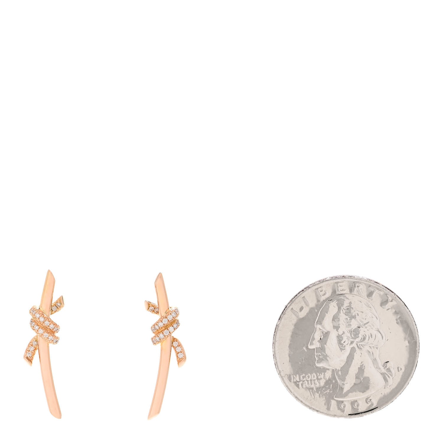 Tiffany 18K Rose Gold Diamond Tiffany Knot Earrings 2 of 6