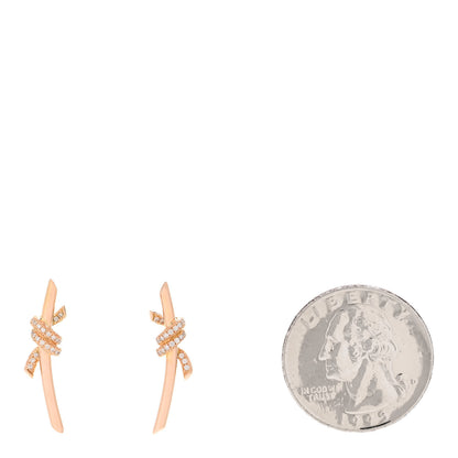 Tiffany 18K Rose Gold Diamond Tiffany Knot Earrings 2 of 6