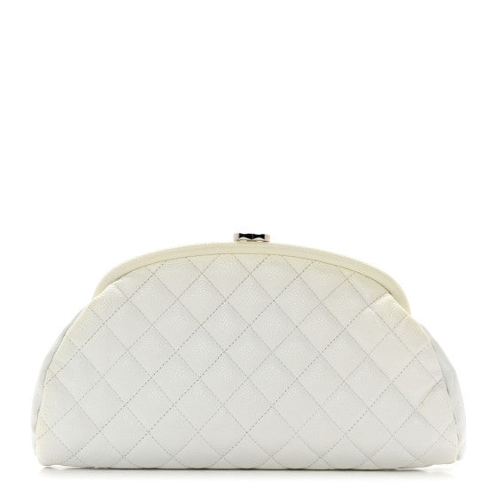 Caviar Quilted Timeless Clutch White