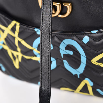 Gucci Calfskin Matelasse GucciGhost Medium GG Marmont Chain Shoulder Bag Black New Acquamarine 21 of 22