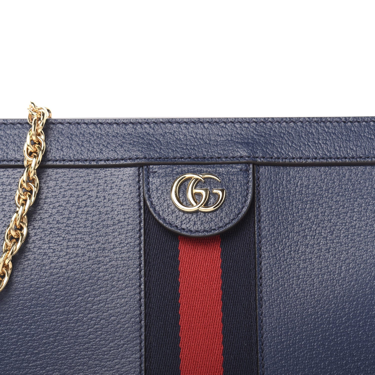 Gucci Textured Calfskin Web Small Ophidia Chain Shoulder Bag Blue Agata 11 of 11