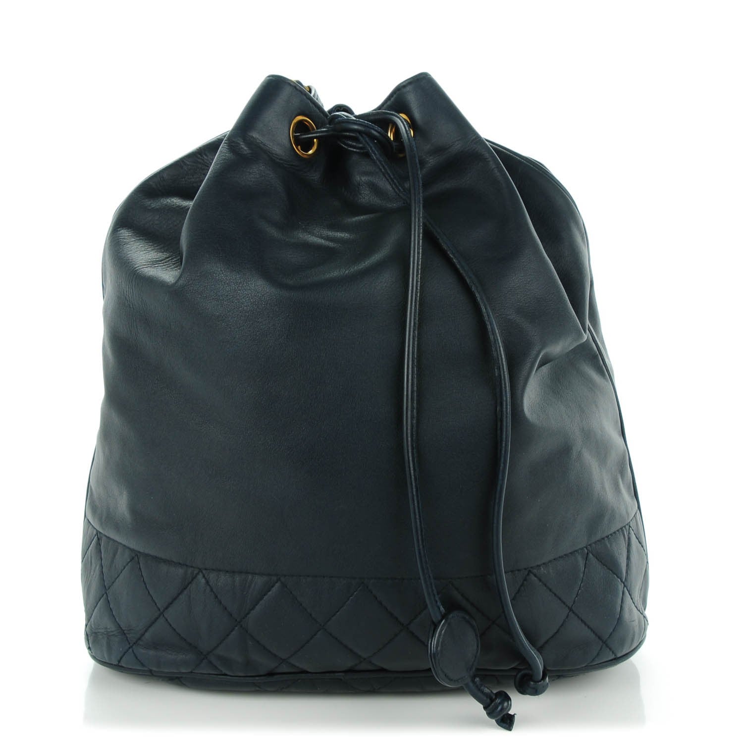 Chanel Lambskin Drawstring Shoulder Bag Navy 1 of 6