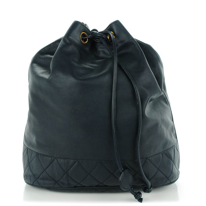 Chanel Lambskin Drawstring Shoulder Bag Navy 1 of 6