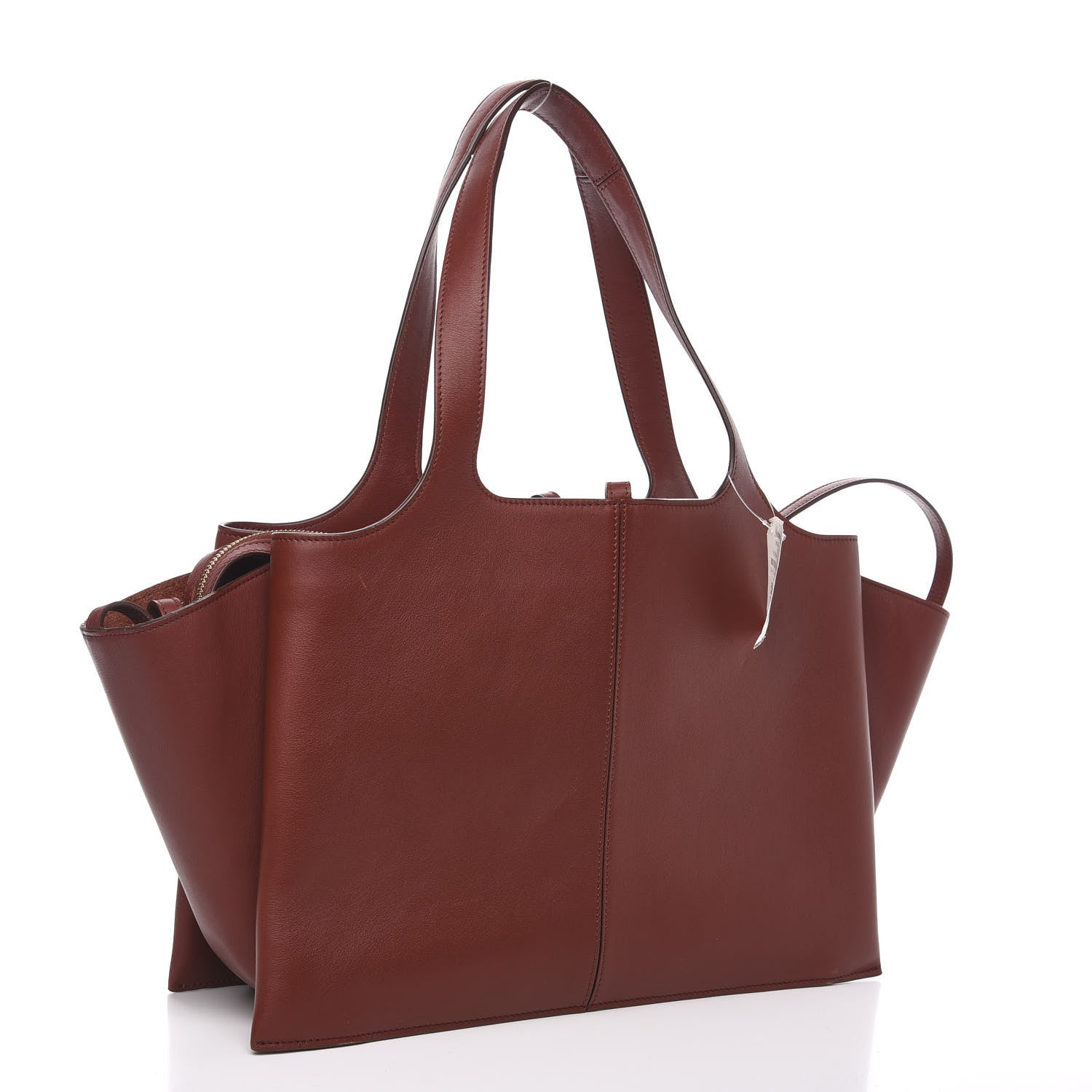 Celine Calfskin Medium Tri-Fold Bag Red Wood 2 of 11