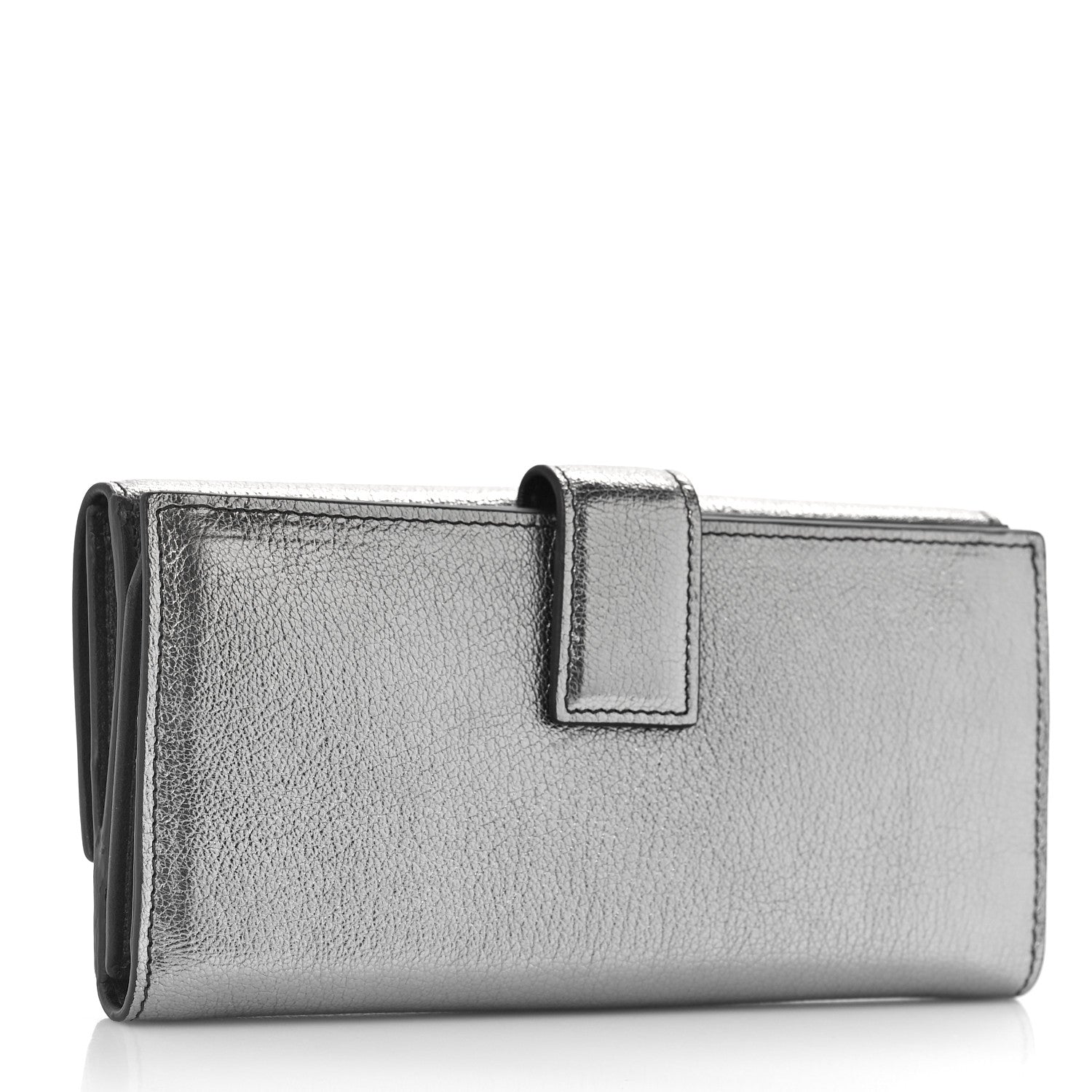 Alexander McQueen Metallic Calfskin Skull Continental Wallet Gunmetal 3 of 10