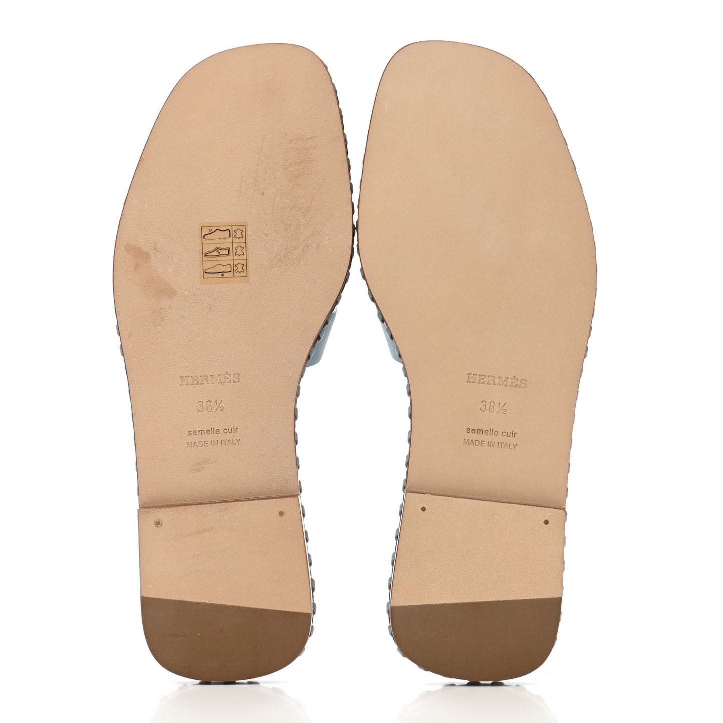 Calfskin Braided Oran Sandals 38.5 Vert D'Eau