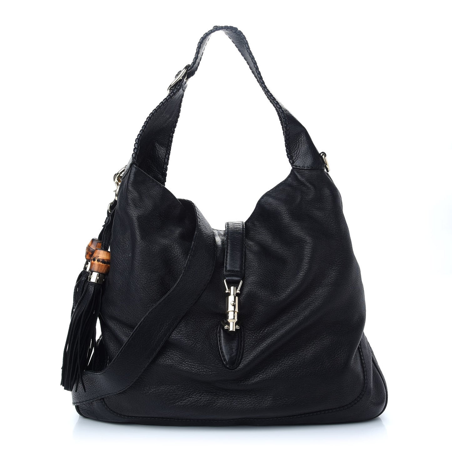 Calfskin Large New Jackie Shoulder Bag Black
