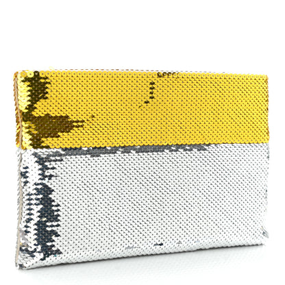 Prada Sequin Clutch Gold Silver 3 of 10