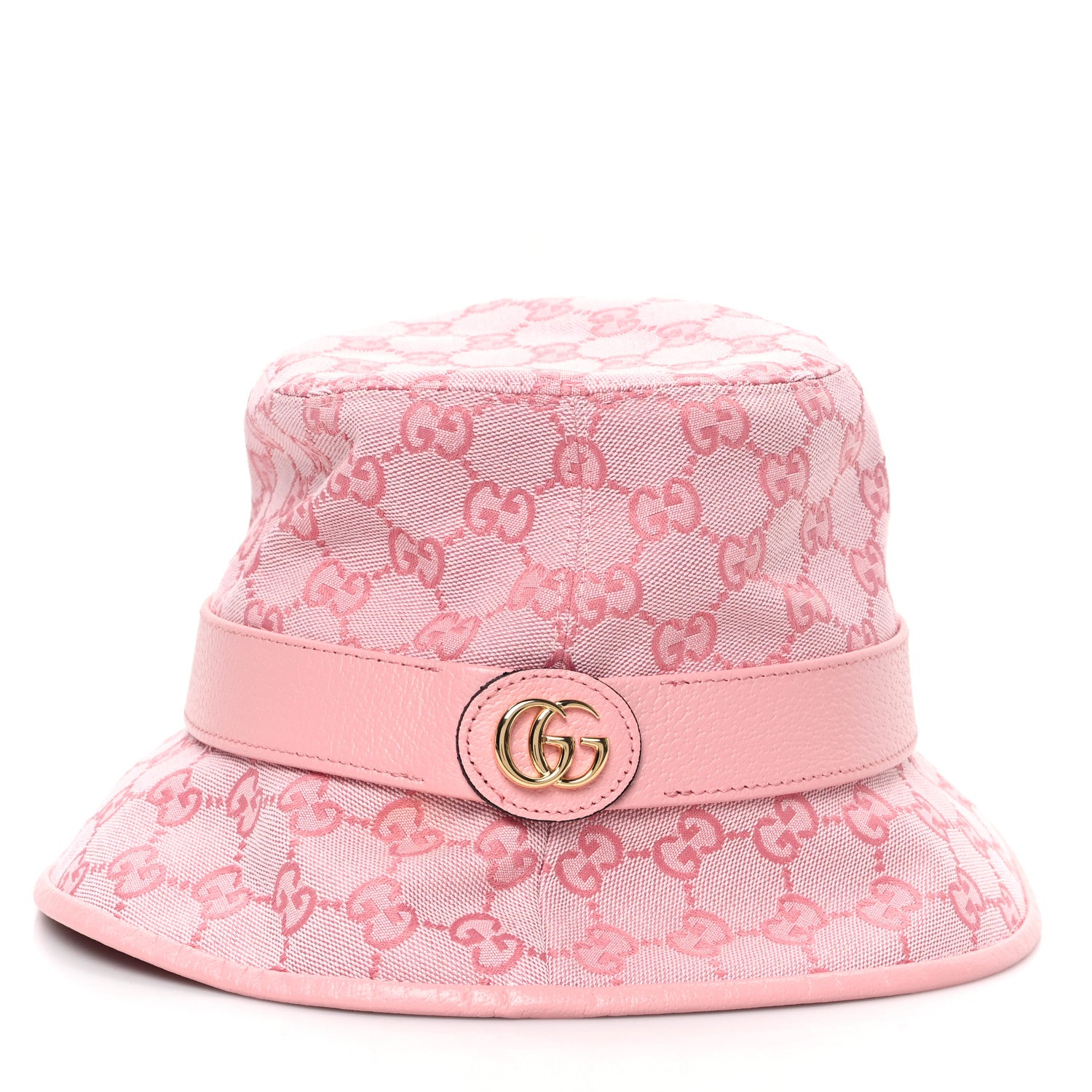 Gucci Monogram Textured Dollar Calfskin GG Jago Bucket Hat M Soft Cotton Candy Dark Cotton Candy 2 of 9