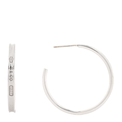 Tiffany Sterling Silver 1837 Medium Narrow Hoop Earrings 1 of 4