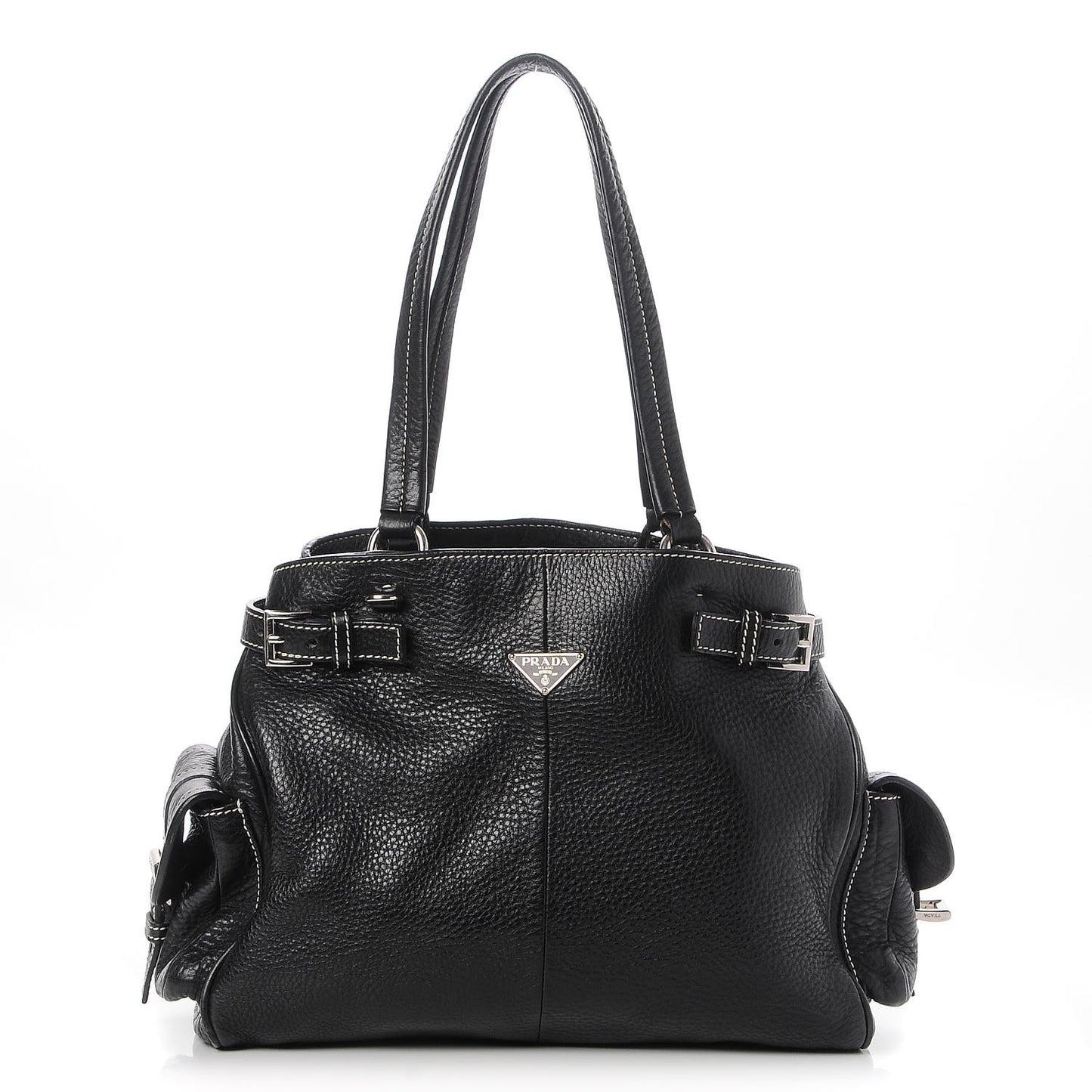 Vitello Daino Side Pocket Tote Black