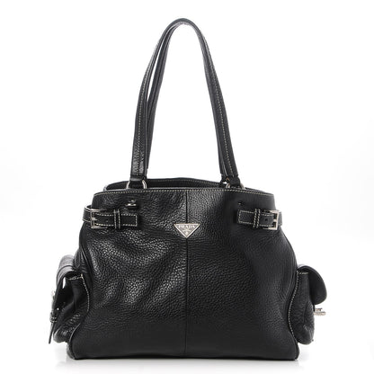 Prada Vitello Daino Side Pocket Tote Black 1 of 20