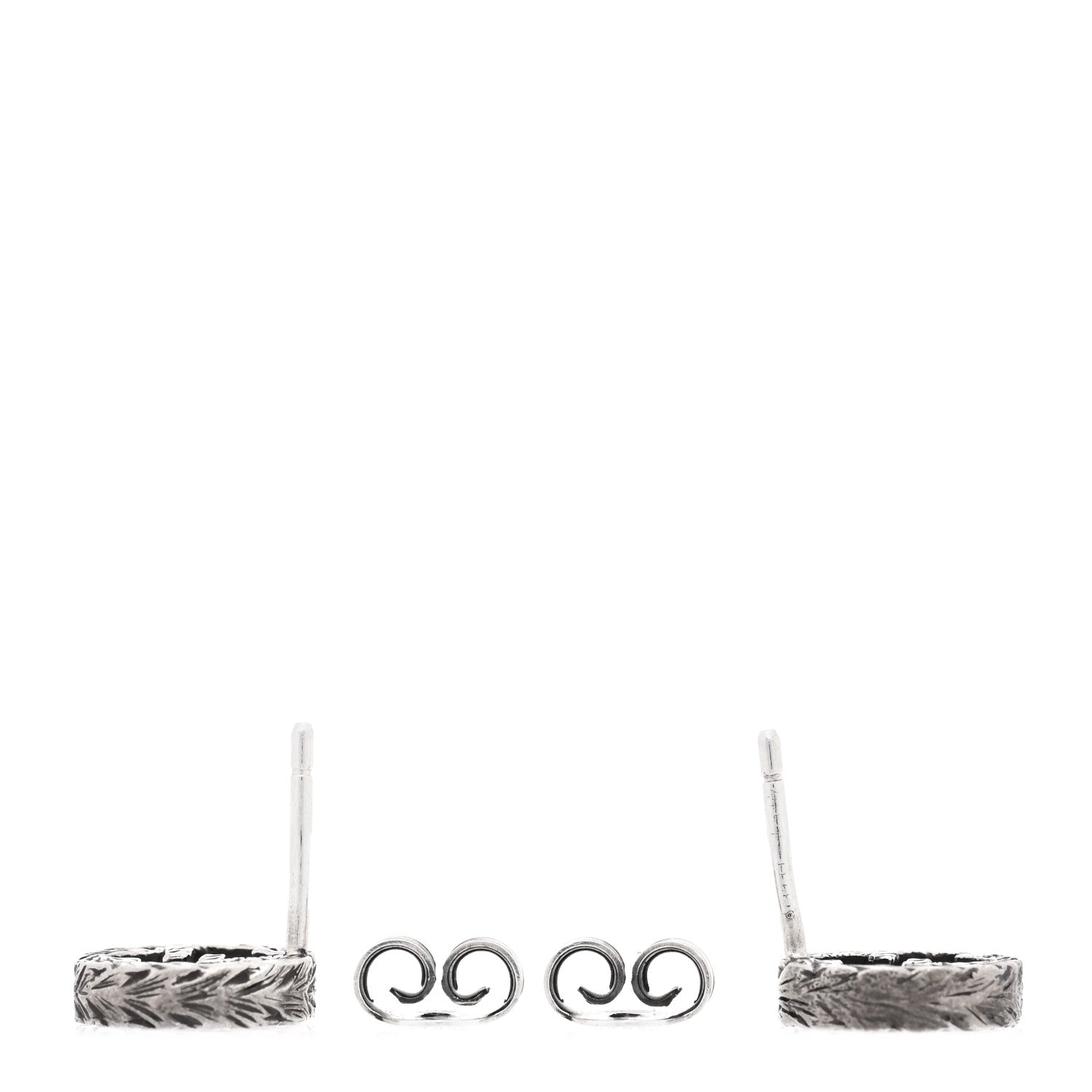 Gucci Sterling Silver Textured Interlocking G Stud Earrings 3 of 5