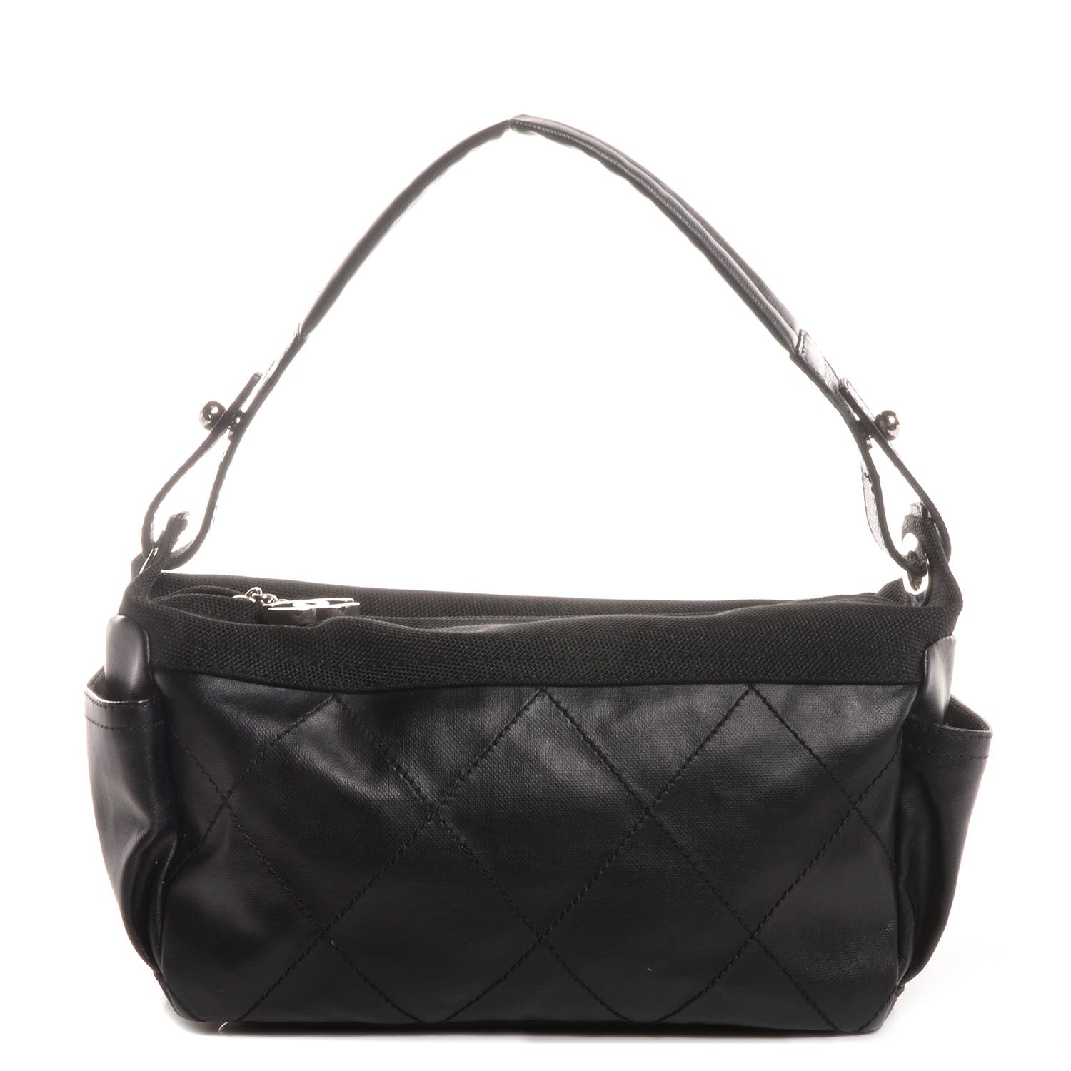 Chanel Coated Canvas Paris Biarritz Hobo Black 1 of 6