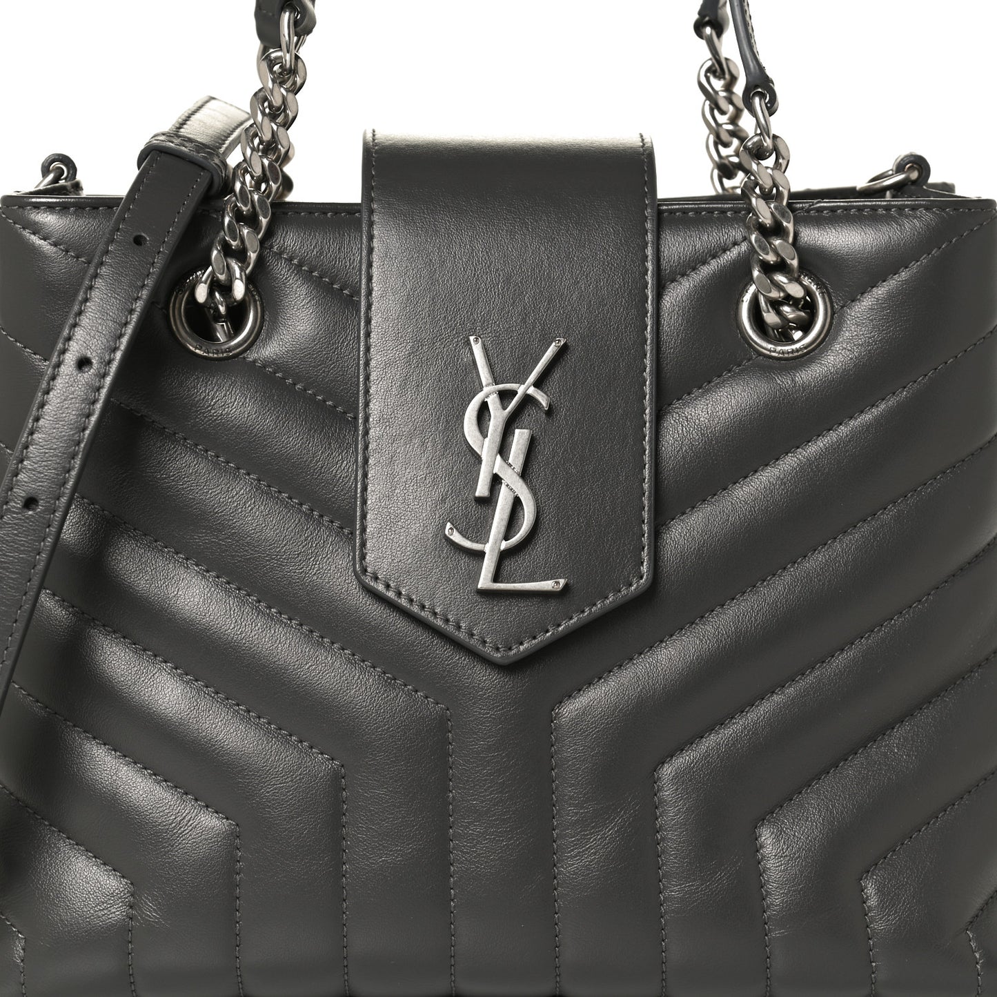 Calfskin Y Quilted Monogram Small Loulou Shopper Grey