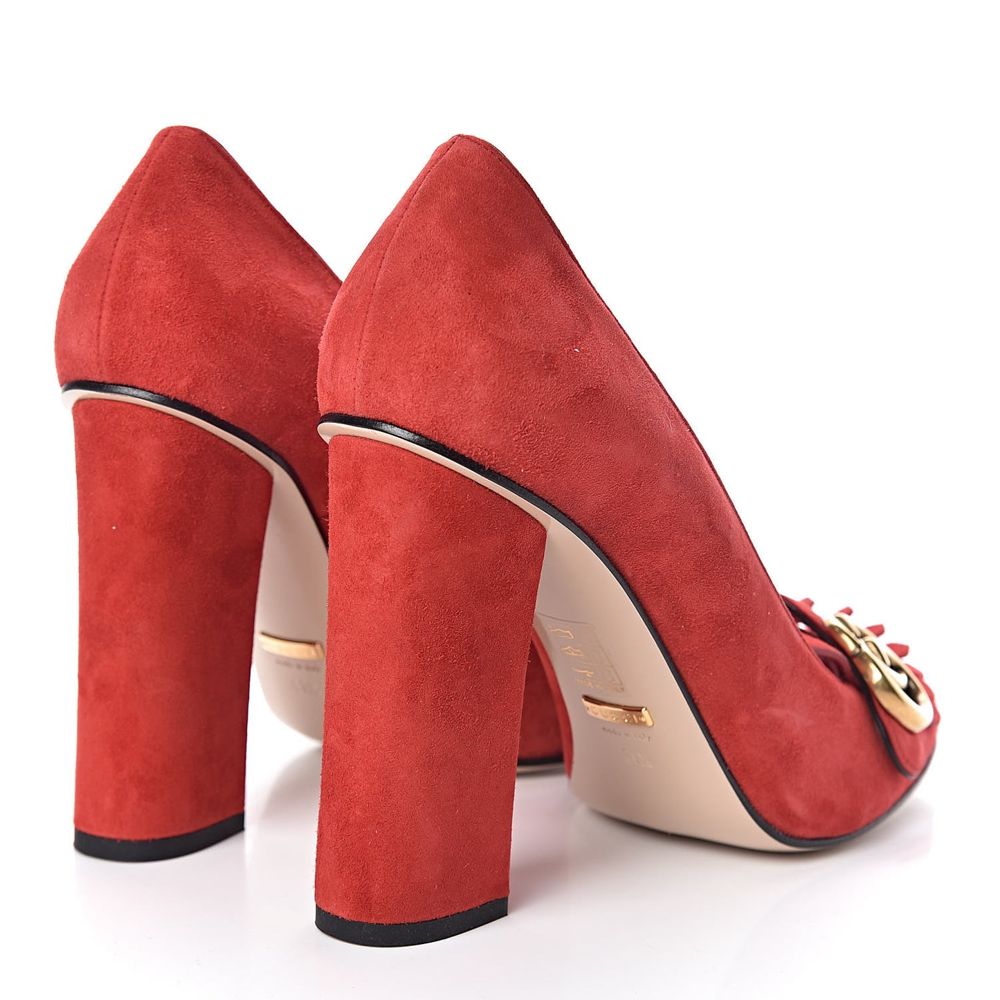 Kid Scamosciato GG Marmont Fringe 105mm Loafer Pumps 41.5 Vulcanic Red