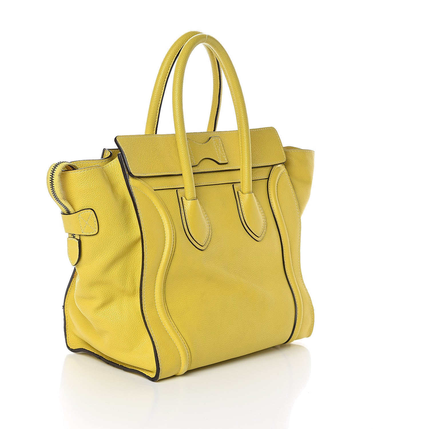 Celine Drummed Calfskin Mini Luggage Chartreuse 3 of 11