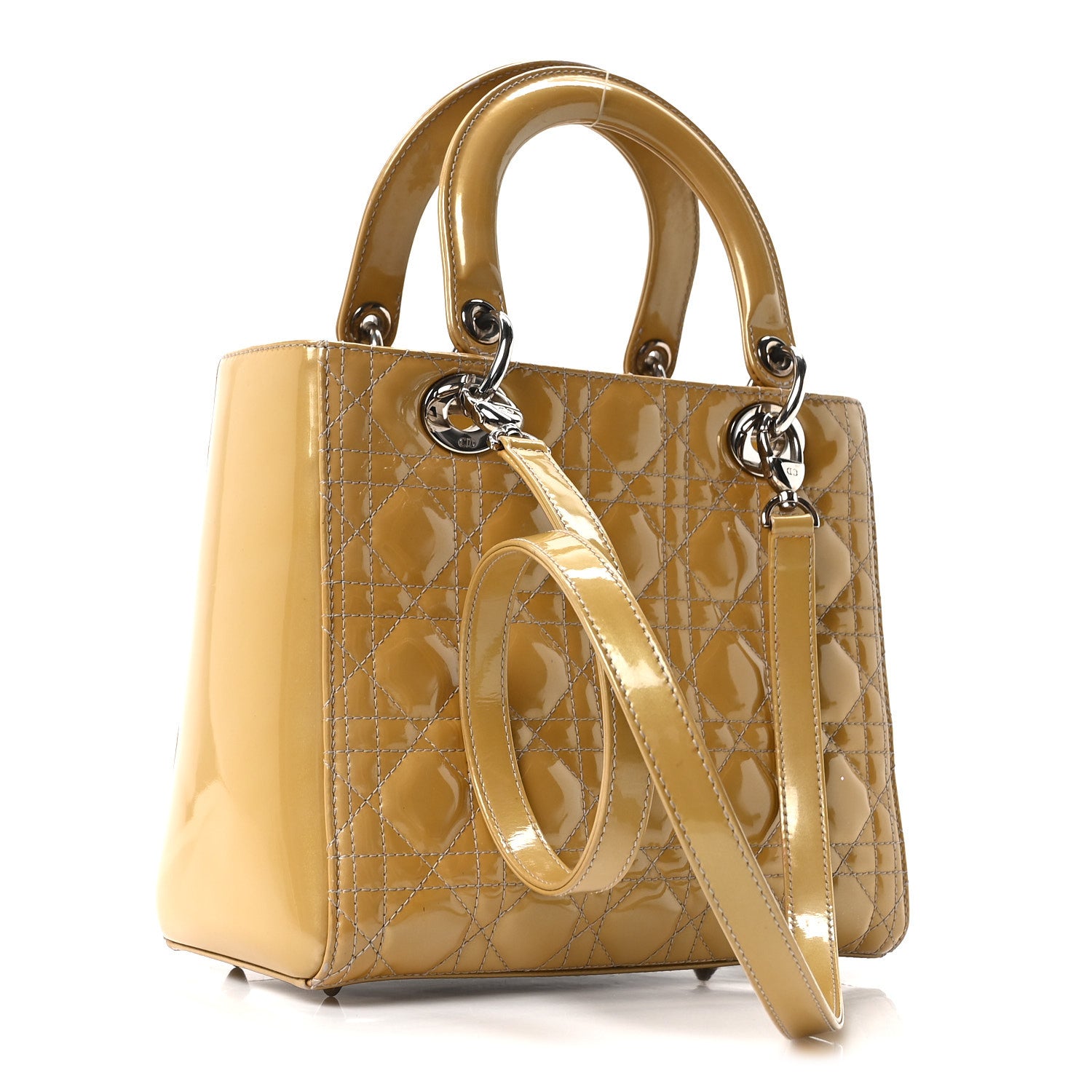 Christian Dior Patent Cannage Medium Lady Dior Beige 3 of 10