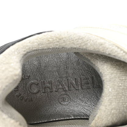 Chanel Iridescent Terry Cloth PVC Calfskin Sneakers 38.5 Silver 9 of 10