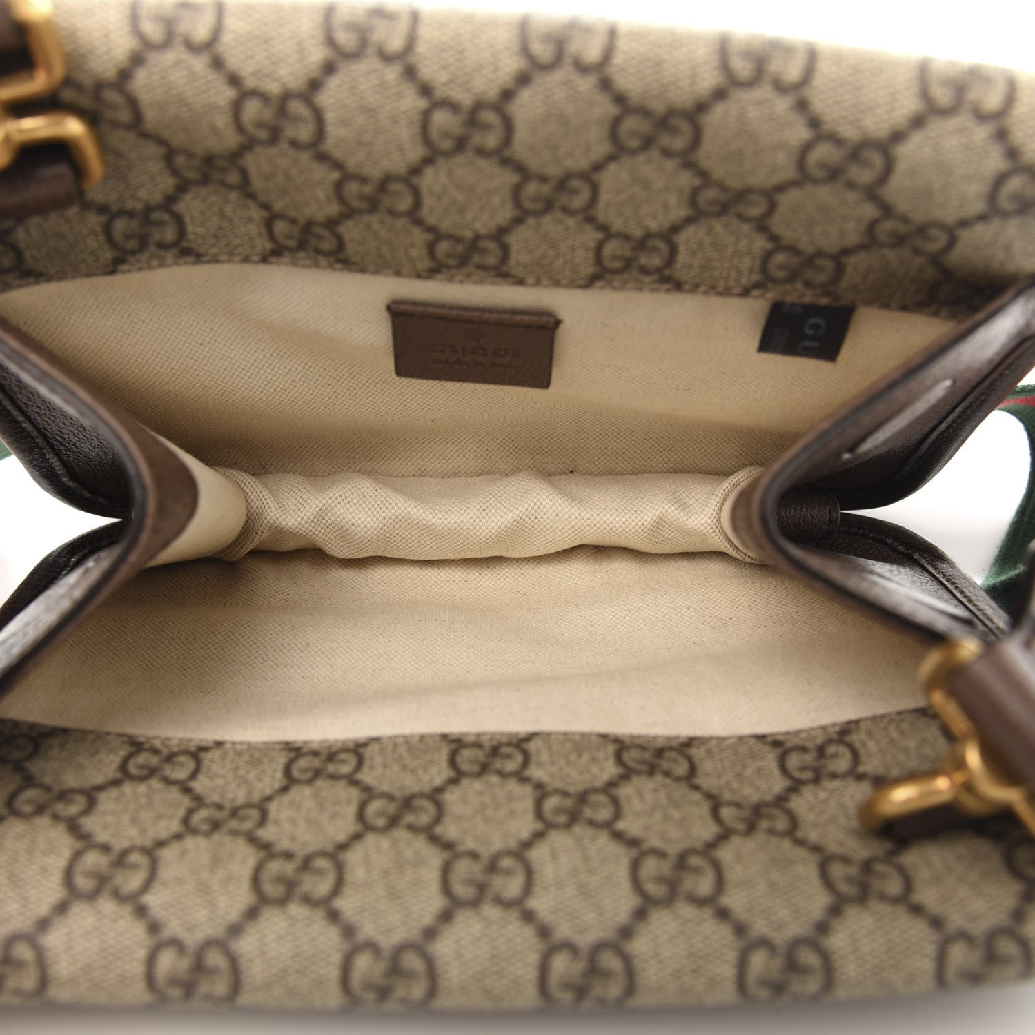 Gucci GG Supreme Monogram Web Small Neo Vintage Double Flap Messenger Bag Beige New Acero 5 of 11