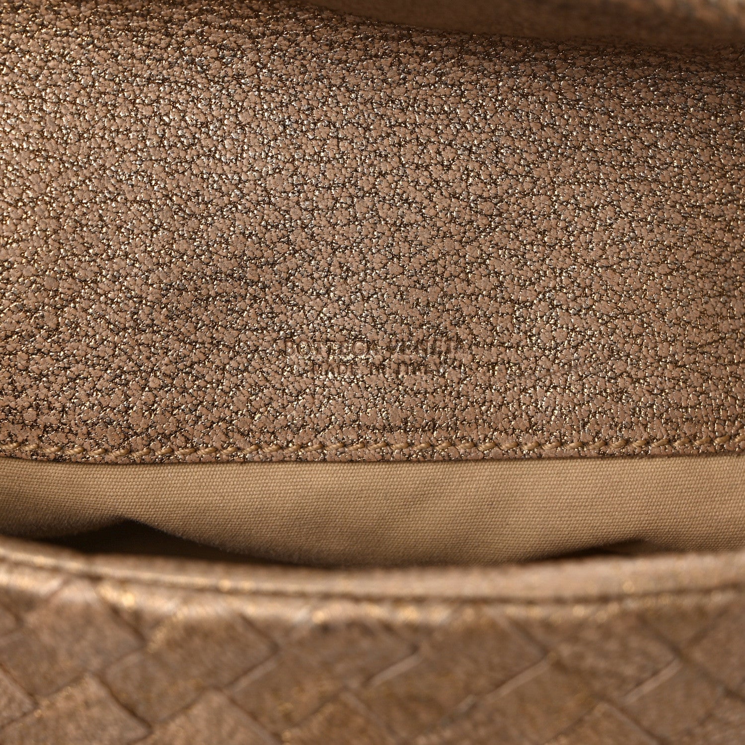 Bottega Veneta Metallic Chevre Intrecciato Cosmetic Case Ottone 6 of 12